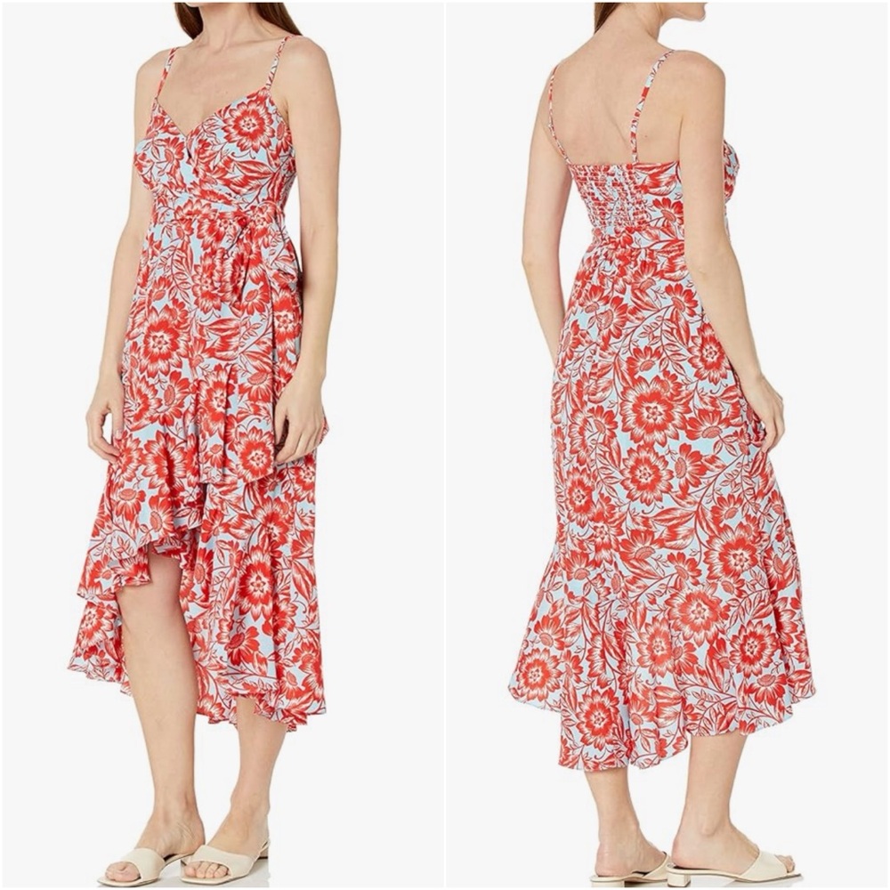 Eliza J Women's Petite Style Crepe De Chine Spaghetti Strap Printed Floral Dress